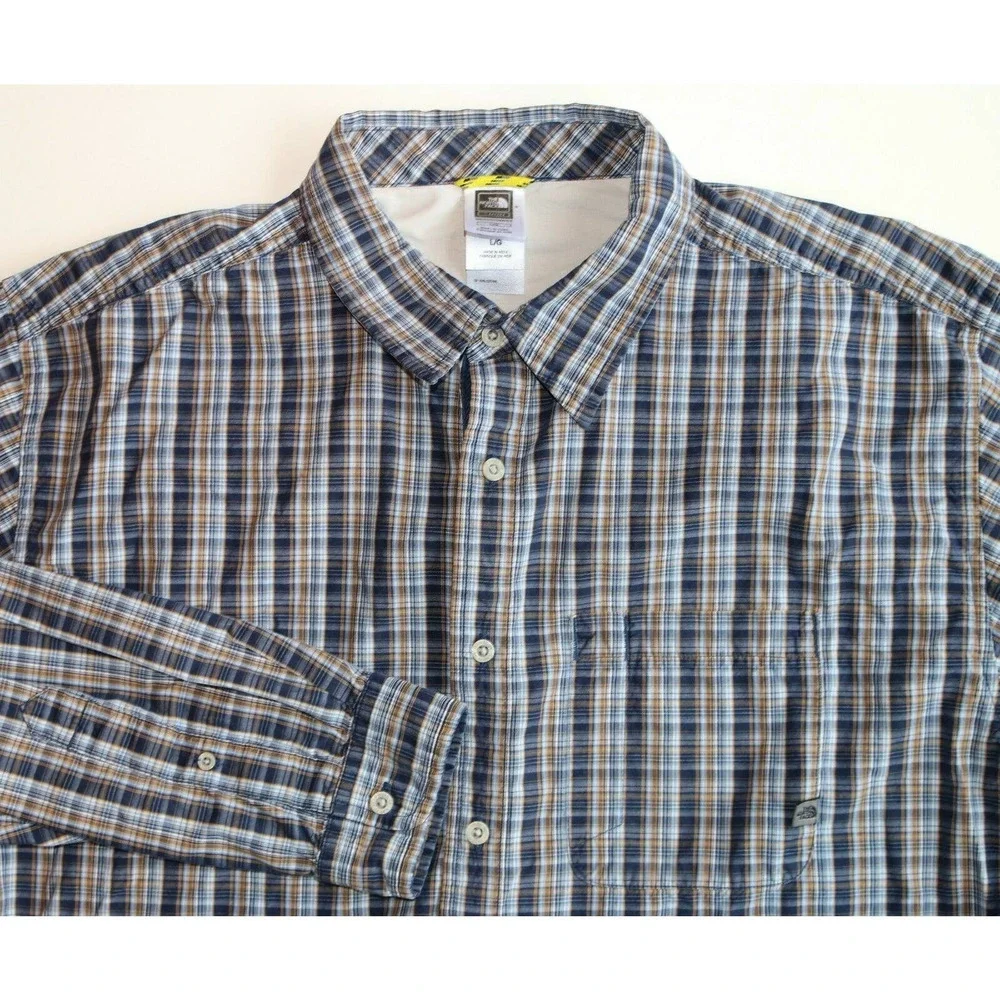 The North Face Men's L/G Blue Green‎ Plaid LS BF Cotton Shirt